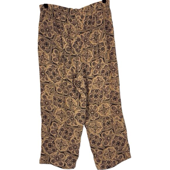 Daniel Field 100% Silk Capri Pants Womens Large 14/16 Black Brown Exotic Print - Picture 4 of 10